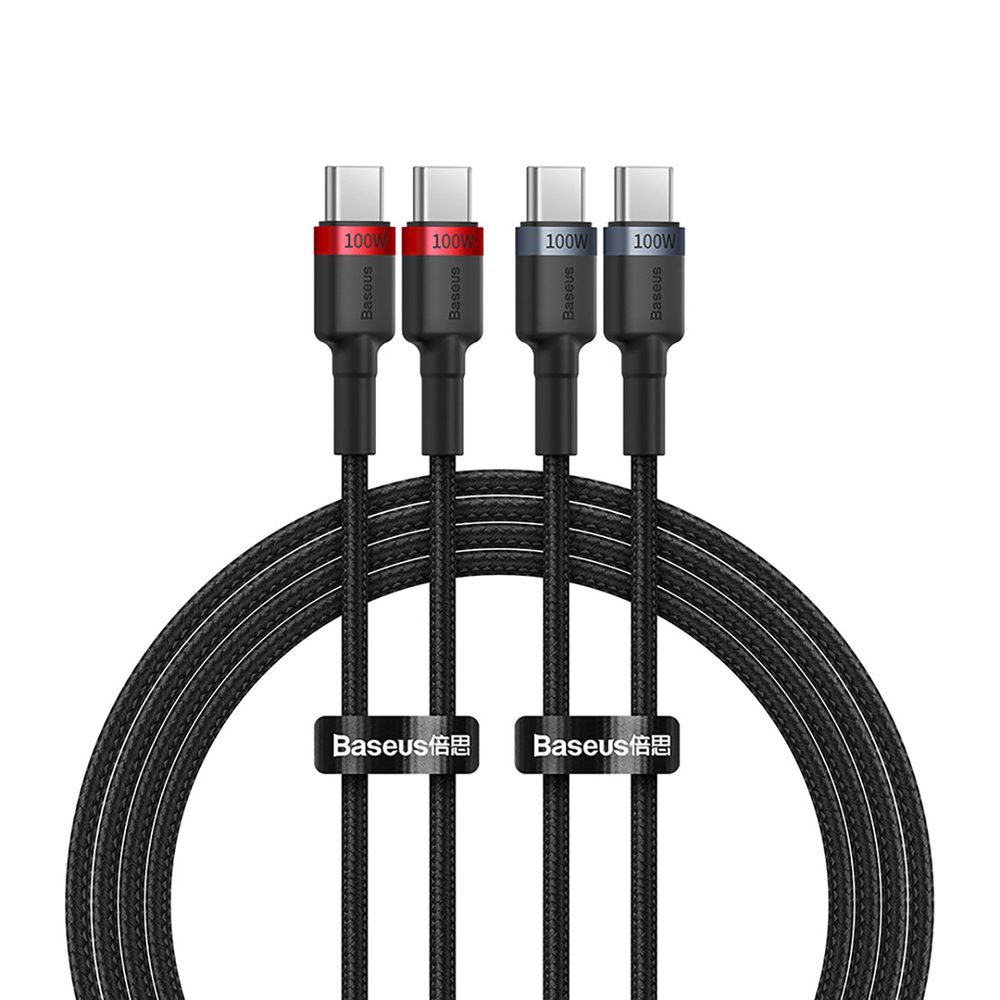 Baseus Cafule USB-C / USB-C 100W cable 2 m - red-black and black-gray (2 pcs.)eng