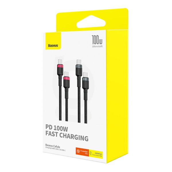 Baseus Cafule USB-C / USB-C 100W cable 2 m - red-black and black-gray (2 pcs.)eng