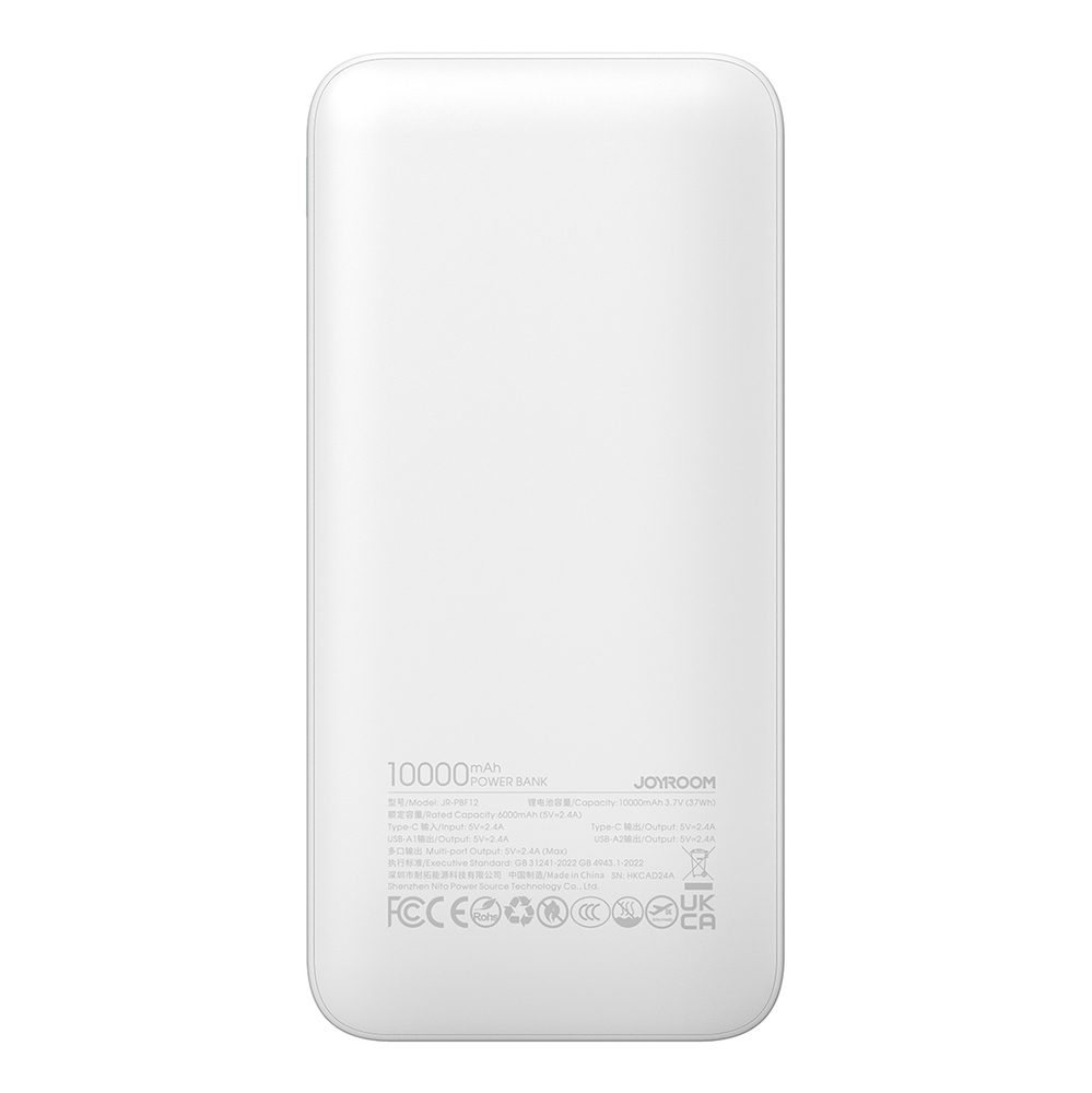 Powerbank Joyroom JR-PBF12 10000mAh 2.4A 2x USB-A 1x USB-C - whiteeng