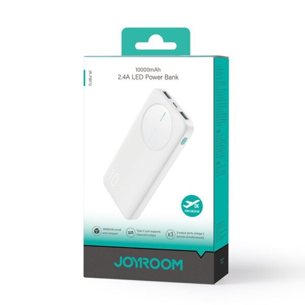 Powerbank Joyroom JR-PBF12 10000mAh 2.4A 2x USB-A 1x USB-C - whiteeng