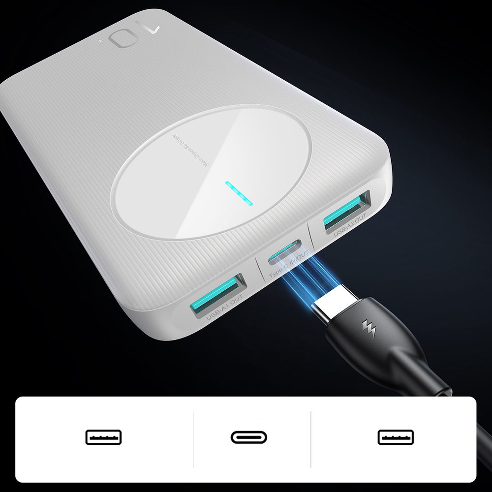 Powerbank Joyroom JR-PBF12 10000mAh 2.4A 2x USB-A 1x USB-C - whiteeng