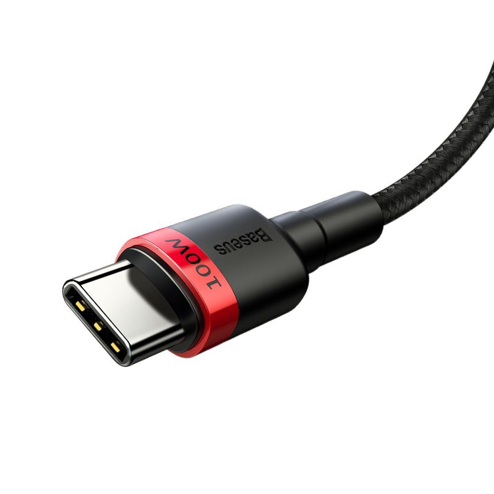Baseus CATKLF-AL91 USB-C - USB-C PD QC cable 100W 5A 480Mb/s 2m - black and redeng