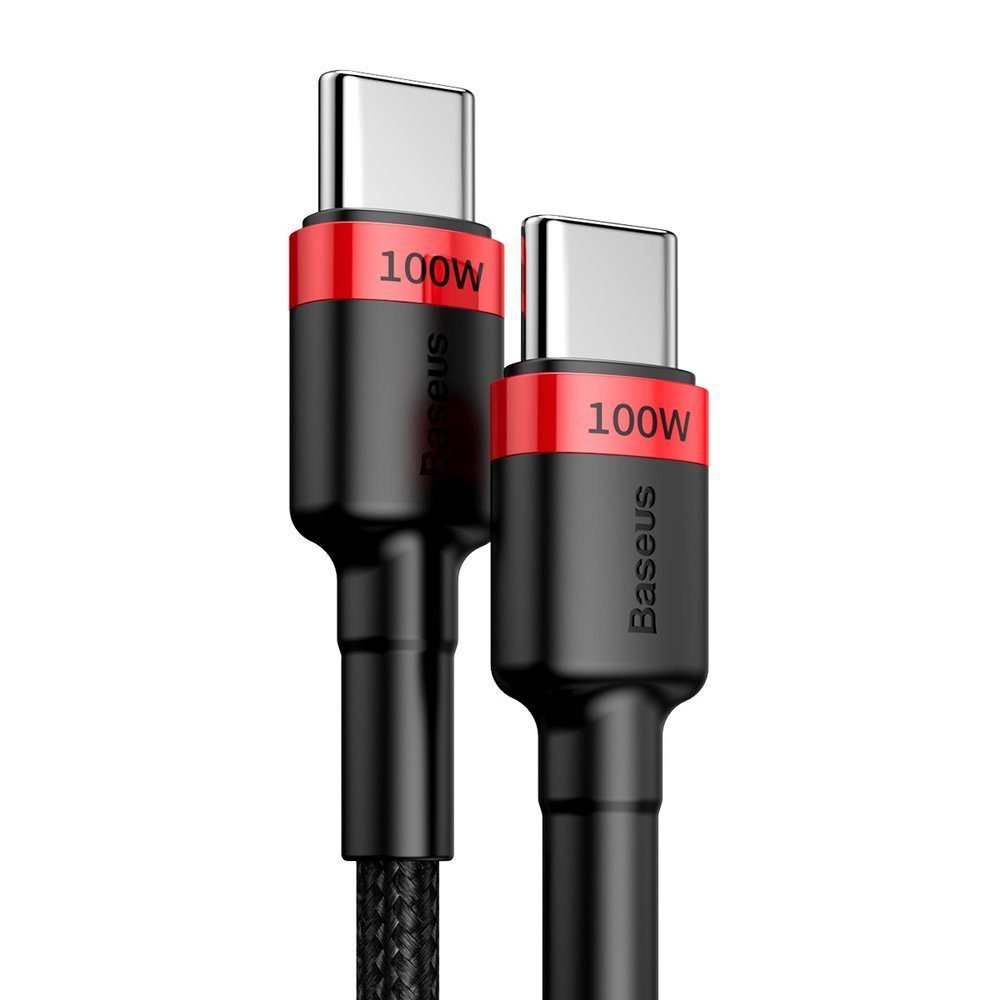 Baseus CATKLF-AL91 USB-C - USB-C PD QC cable 100W 5A 480Mb/s 2m - black and redeng