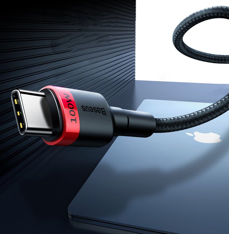 Baseus CATKLF-AL91 USB-C - USB-C PD QC cable 100W 5A 480Mb/s 2m - black and redeng