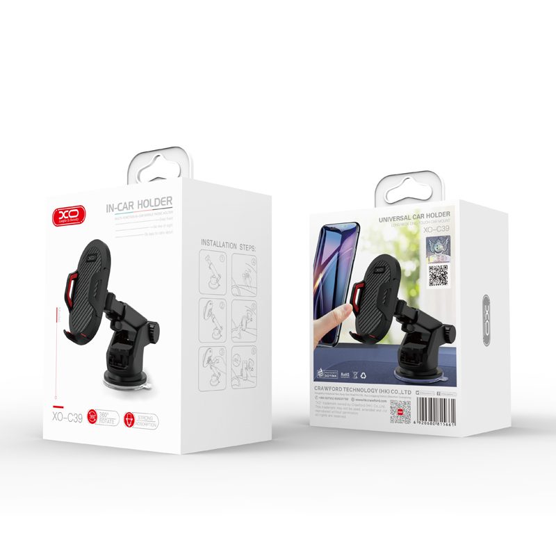 190132_oryg XO car holder C39 black with suction cup
