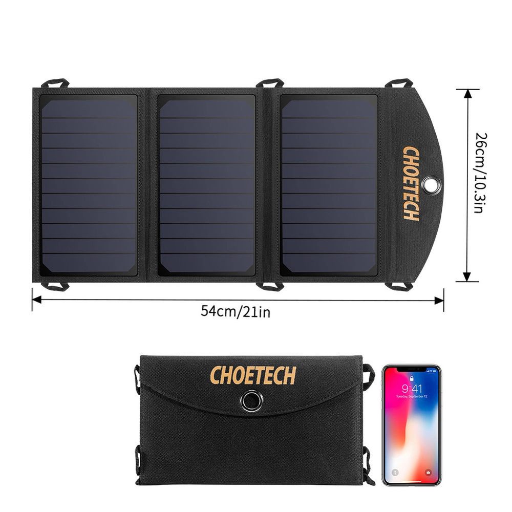 Choetech SC001 solar foldable charger 19W 2x USB-A - blackeng