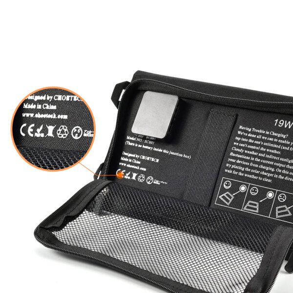 Choetech SC001 solar foldable charger 19W 2x USB-A - blackeng