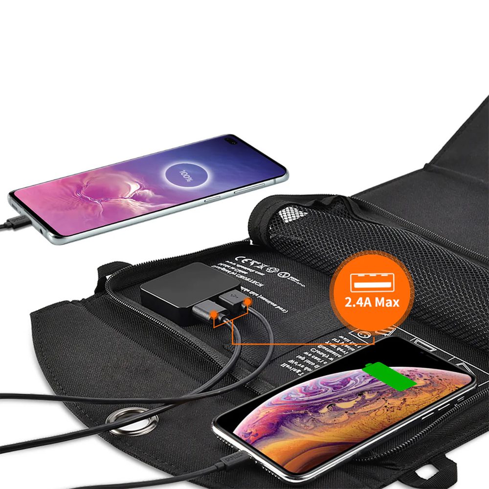 Choetech SC001 solar foldable charger 19W 2x USB-A - blackeng