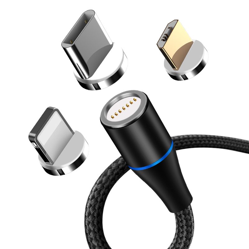 194307_oryg Maxlife MXUC-03 magnetic cable USB - Lightning + USB-C + microUSB 1,0 m 3A black nylon