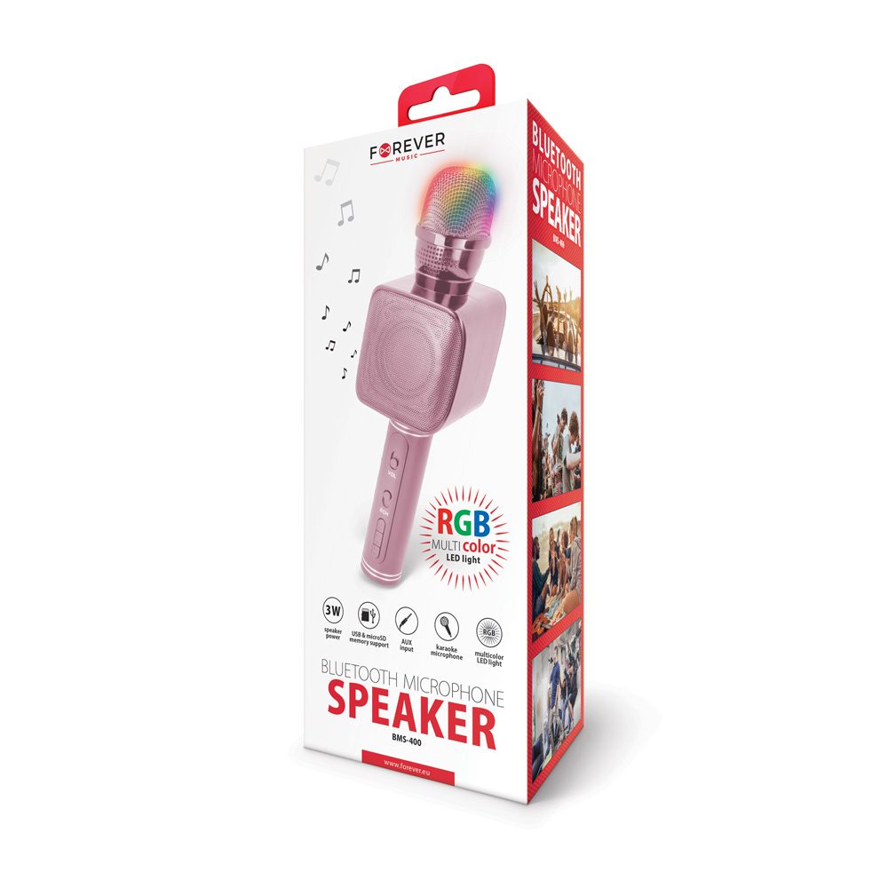 Forever Bluetooth microphone with speaker BMS-400 pink
