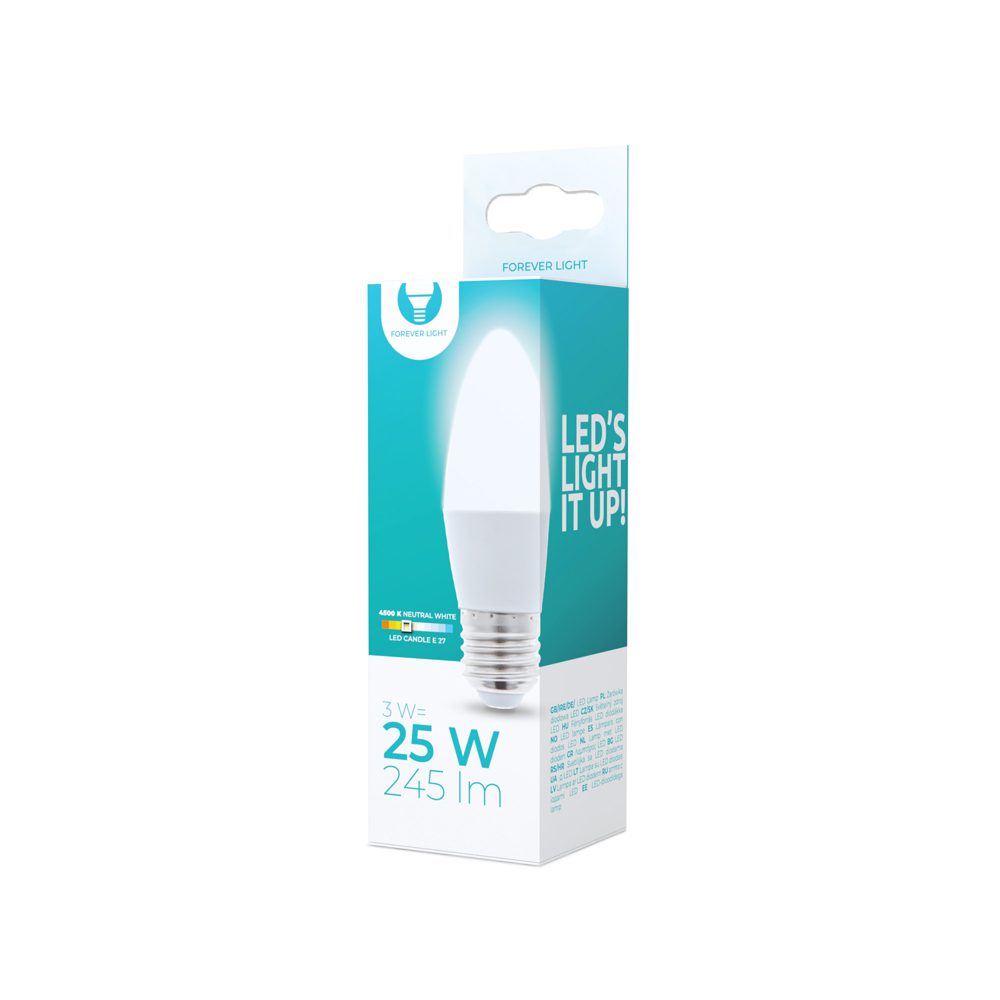 198154_oryg LED Bulb E27 C37 3W 230V 4500K 245lm Forever Light