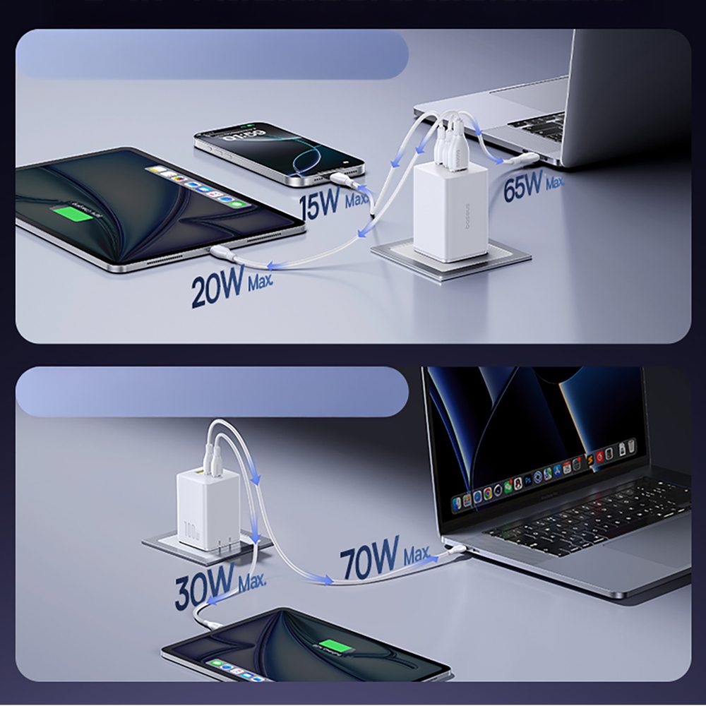 198967_5 Baseus EnerFill FE11 2 x USB-C / USB-A 100W Wall Charger - Whiteeng