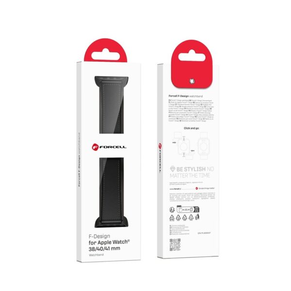 1be60fcbe1dd8351c72ba7cc837c14dd FORCELL F-DESIGN FA21 eco leather strap for APPLE Watch 38 / 40 / 41 mm black