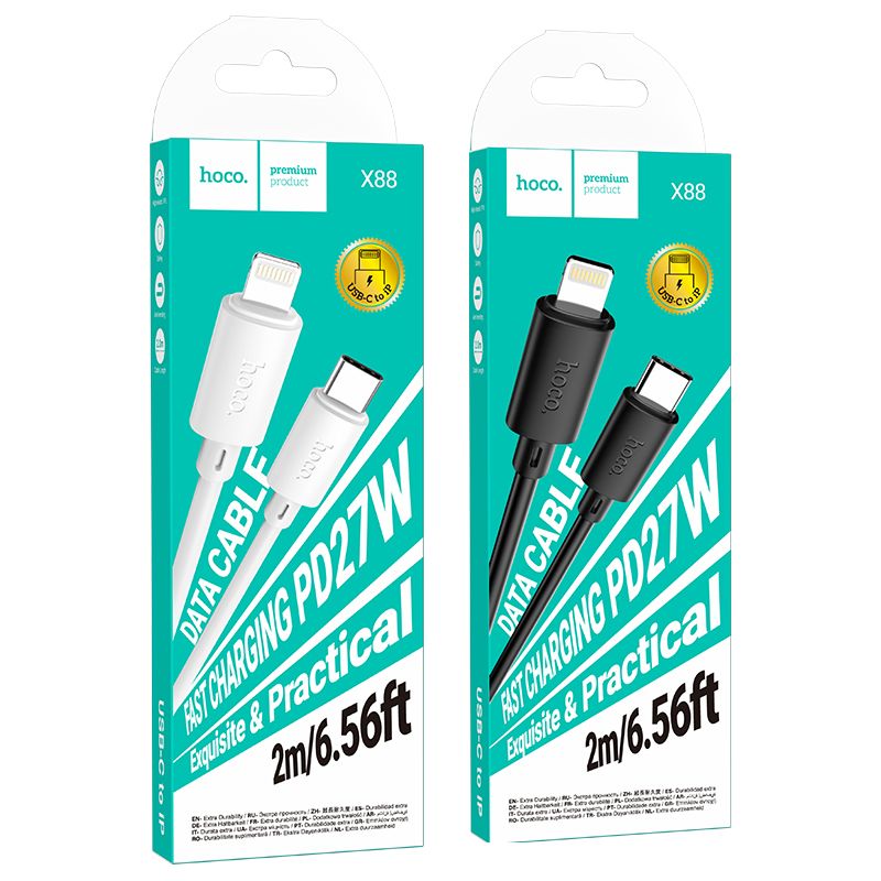 Cable USB C to Lightning Hoco PD 27W 2 m X88 black