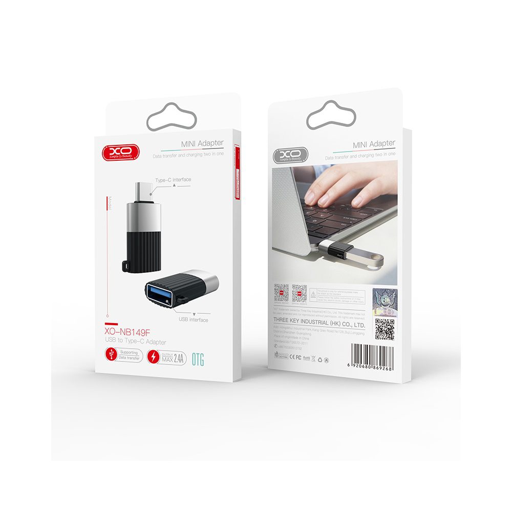 200194_oryg XO adapter NB149-F USB - USB-C black OTG