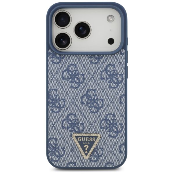 200875_3 Guess Leather 4G Triangle Strass MagSafe Case for iPhone 17 Pro - Blueeng