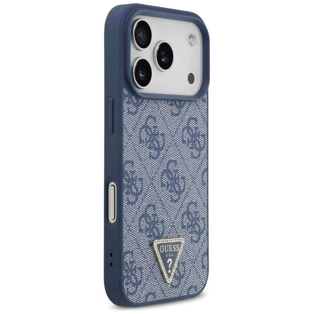 200875_4 Guess Leather 4G Triangle Strass MagSafe Case for iPhone 17 Pro - Blueeng