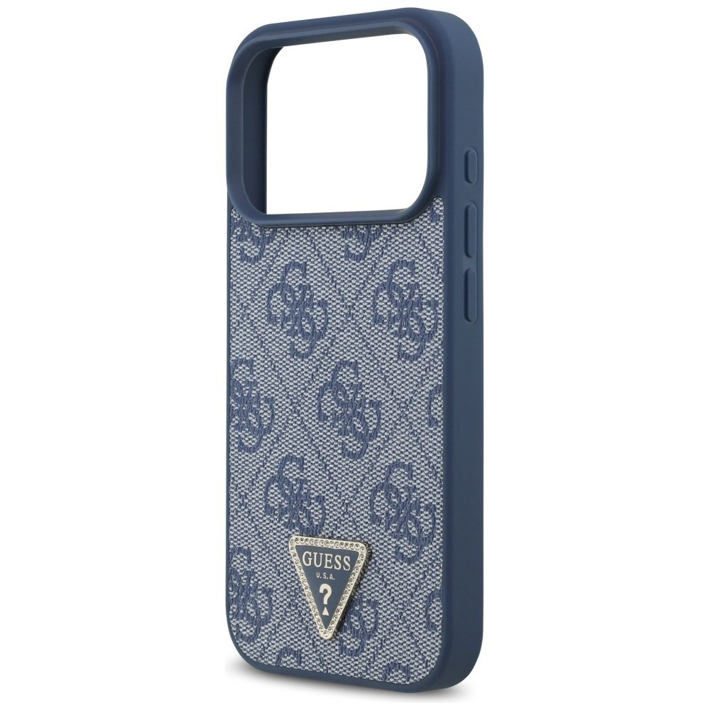 200875_6 Guess Leather 4G Triangle Strass MagSafe Case for iPhone 17 Pro - Blueeng