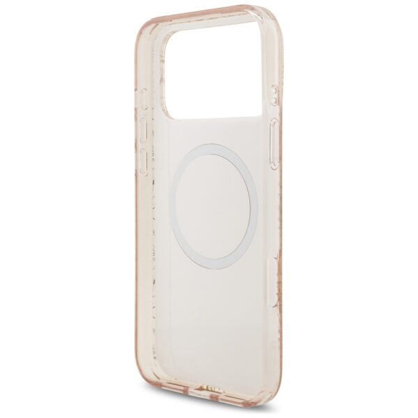 Guess IML Flowers Electro Pearl Strap MagSafe Case for iPhone 17 Pro Max - Pinkeng