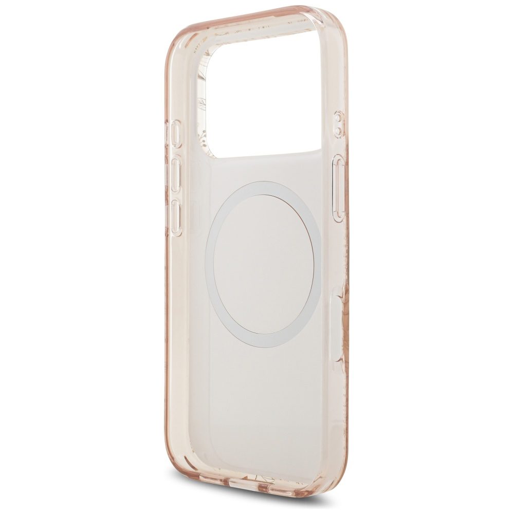 Guess IML Flowers Electro Pearl Strap MagSafe Case for iPhone 17 Pro - Pinkeng