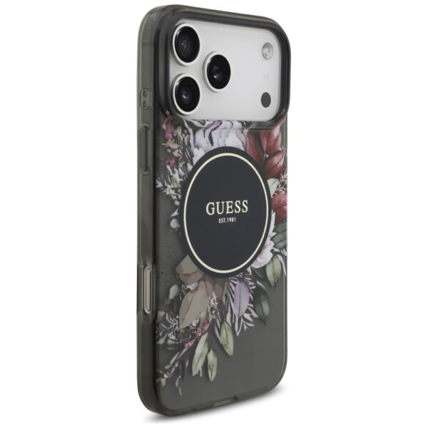 Guess IML Flowers Pearl Strap MagSafe case for iPhone 17 Pro Max - blackeng