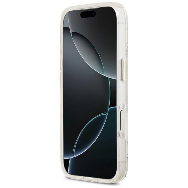 Guess IML Glitter Flowers Triangle MagSafe Case for iPhone 17 Pro - Whiteeng