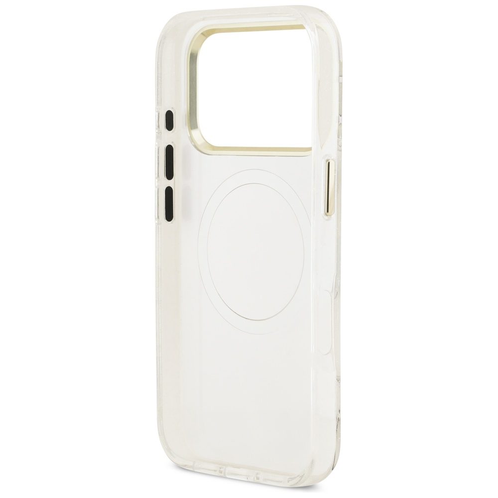 Guess IML Glitter Flowers Triangle MagSafe Case for iPhone 17 Pro Max - Whiteeng