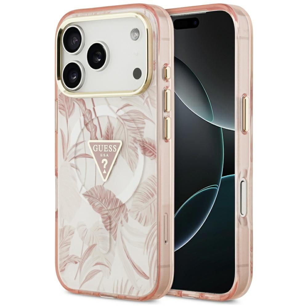 201486_1 Guess Jungle Tonal Triangle MagSafe Case for iPhone 17 Pro Max - Pinkeng