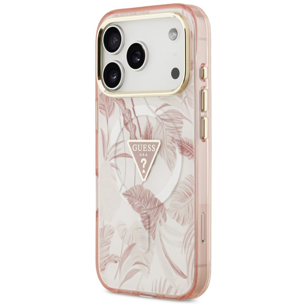 201486_2 Guess Jungle Tonal Triangle MagSafe Case for iPhone 17 Pro Max - Pinkeng