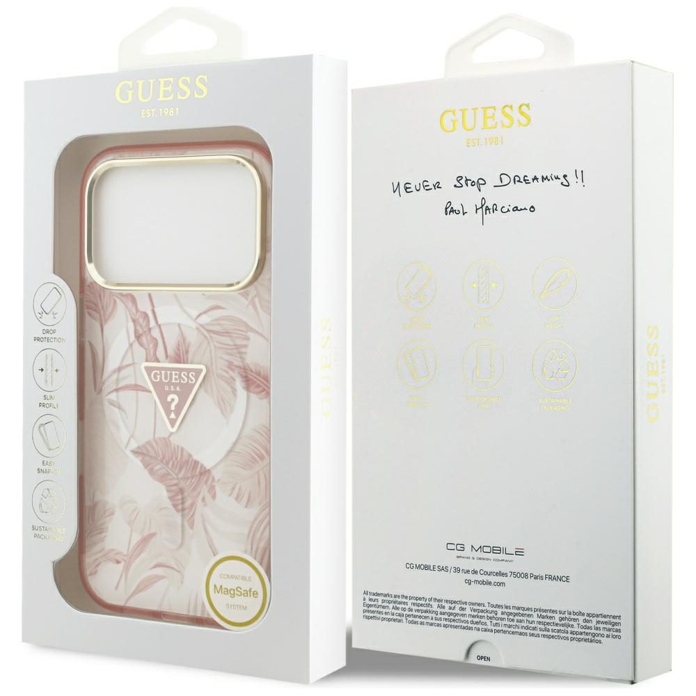 201486_8 Guess Jungle Tonal Triangle MagSafe Case for iPhone 17 Pro Max - Pinkeng