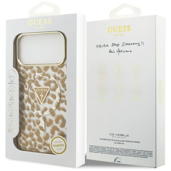 Guess Leopard Glitter MagSafe Case for iPhone 17 Pro Max - Browneng