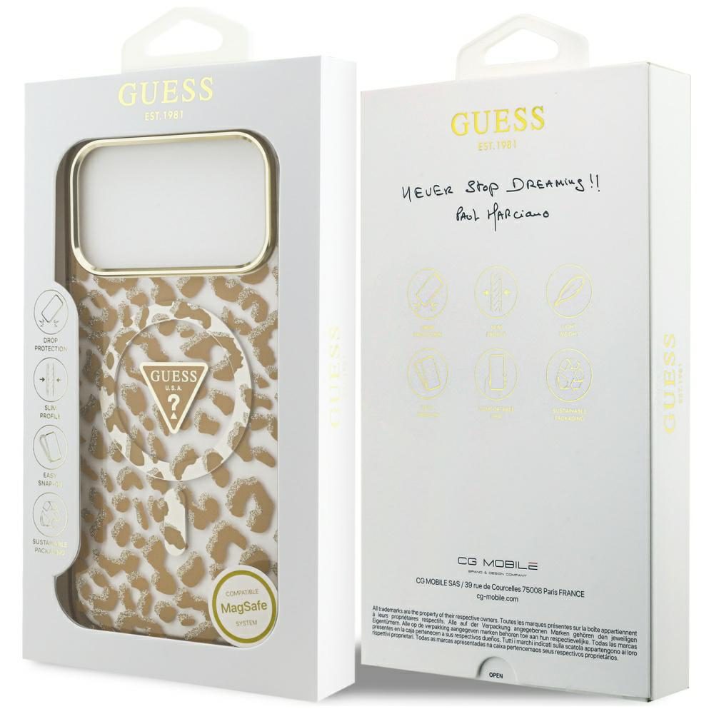 Guess Leopard Glitter MagSafe Case for iPhone 17 Pro Max - Browneng