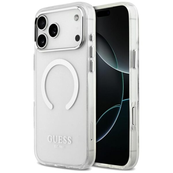 Guess Metal Outline MagSafe case for iPhone 17 Pro Max - silvereng