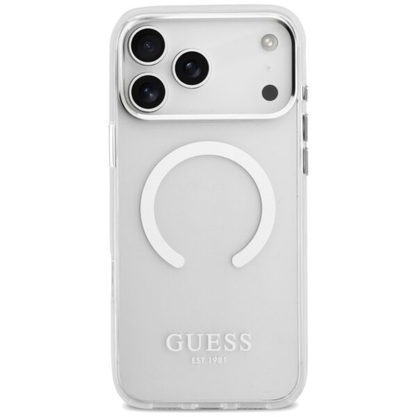Guess Metal Outline MagSafe case for iPhone 17 Pro Max - silvereng
