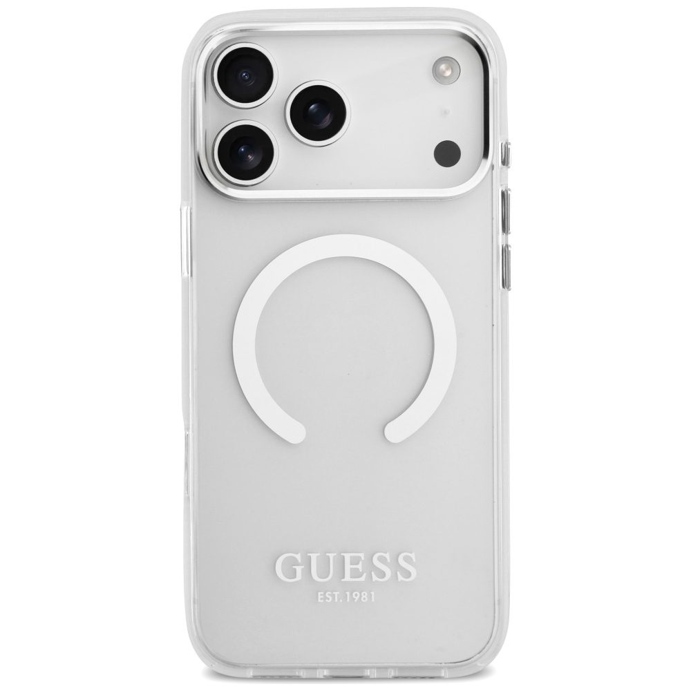 Guess Metal Outline MagSafe case for iPhone 17 Pro Max - silvereng