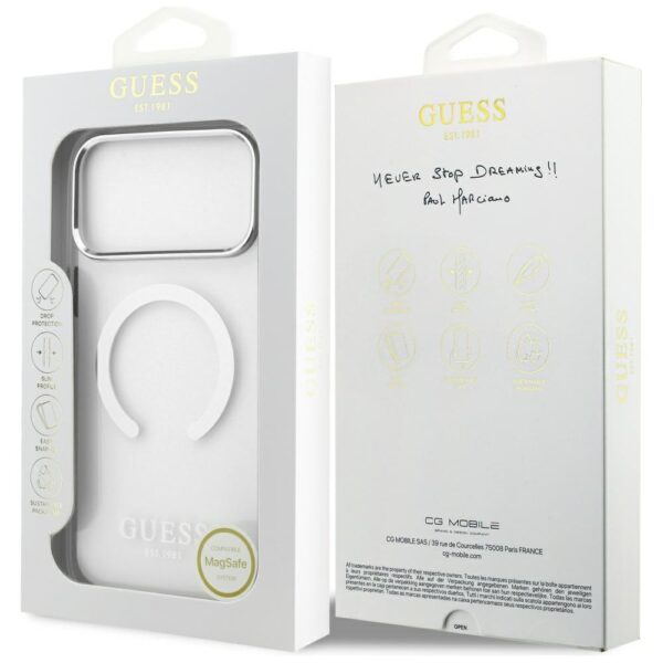 Guess Metal Outline MagSafe case for iPhone 17 Pro Max - silvereng