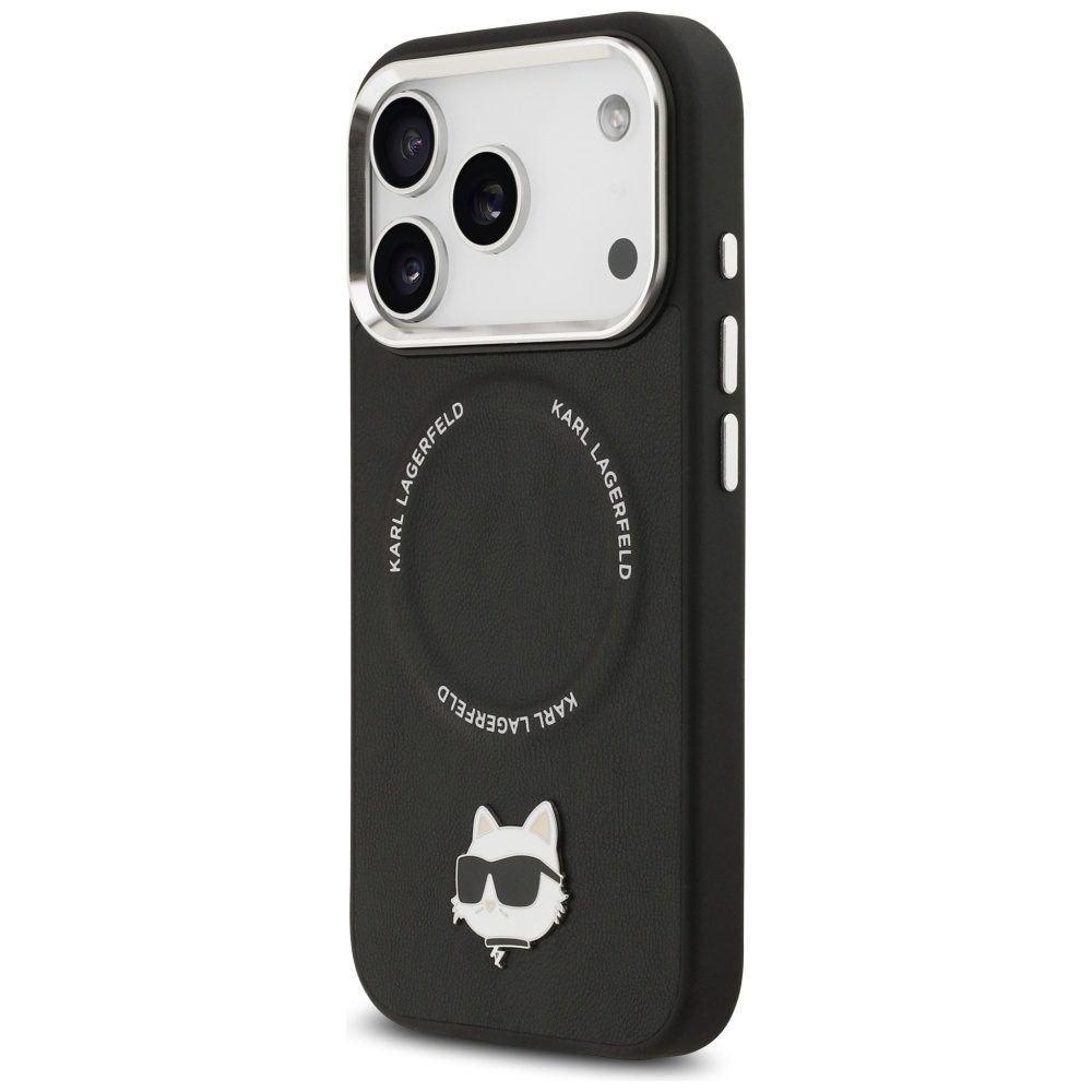 201490_2 Karl Lagerfeld Choupette Pin MagSafe Case for iPhone 17 Pro - Blackeng