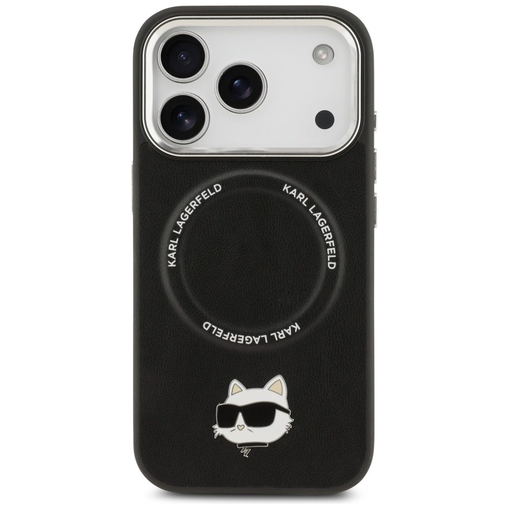 201490_3 Karl Lagerfeld Choupette Pin MagSafe Case for iPhone 17 Pro - Blackeng
