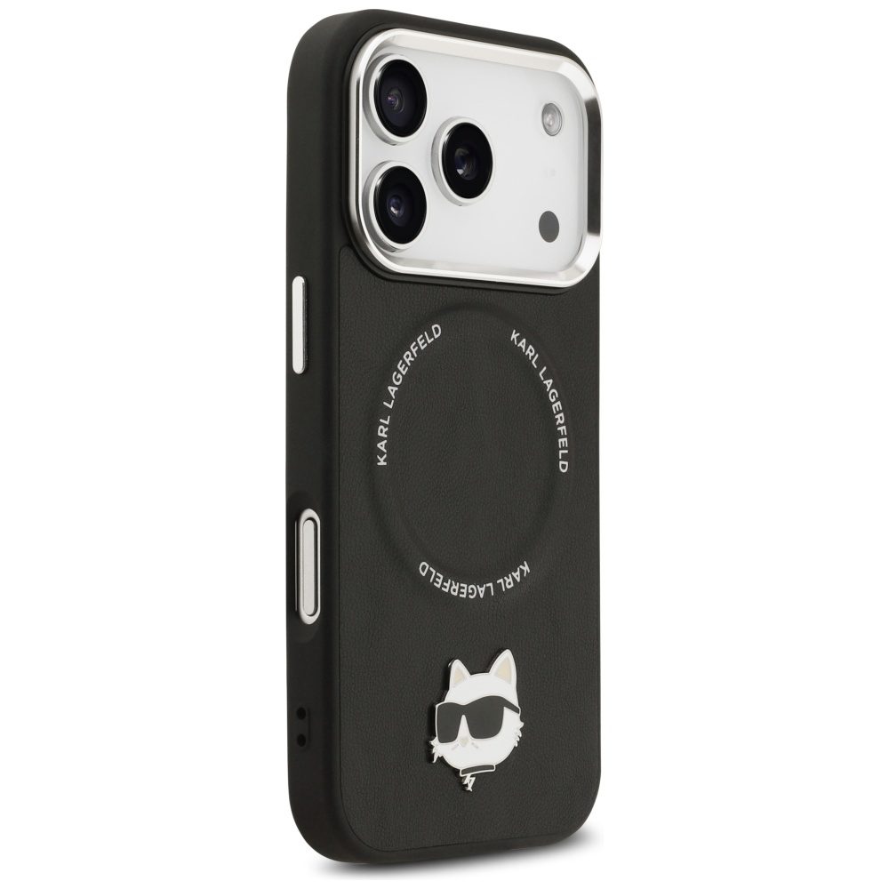201490_4 Karl Lagerfeld Choupette Pin MagSafe Case for iPhone 17 Pro - Blackeng