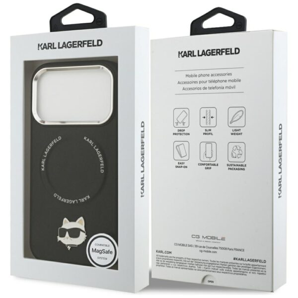 Karl Lagerfeld Choupette Pin MagSafe Case for iPhone 17 Pro - Blackeng