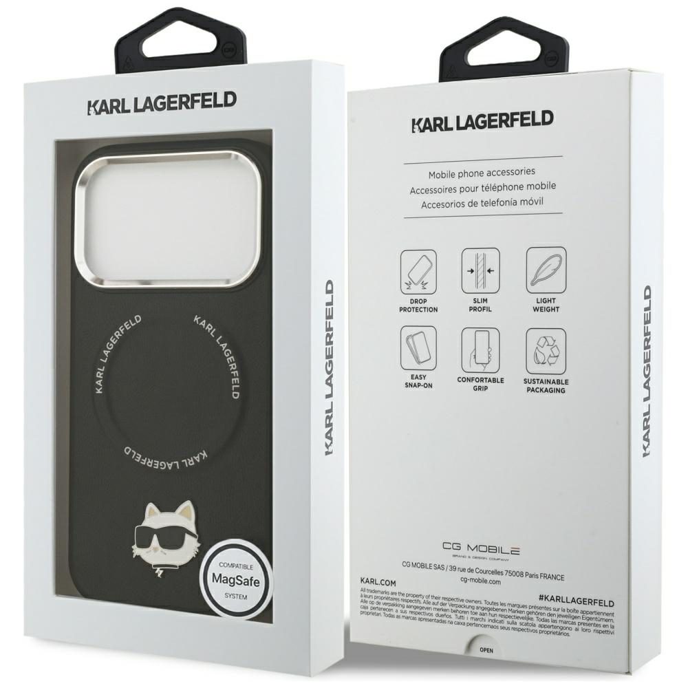 201490_8 Karl Lagerfeld Choupette Pin MagSafe Case for iPhone 17 Pro - Blackeng