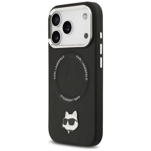 Karl Lagerfeld Choupette Pin MagSafe Case for iPhone 17 Pro Max - Blackeng