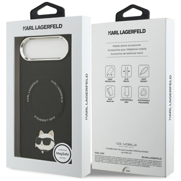 Karl Lagerfeld Choupette Pin MagSafe Case for iPhone Air Blackeng