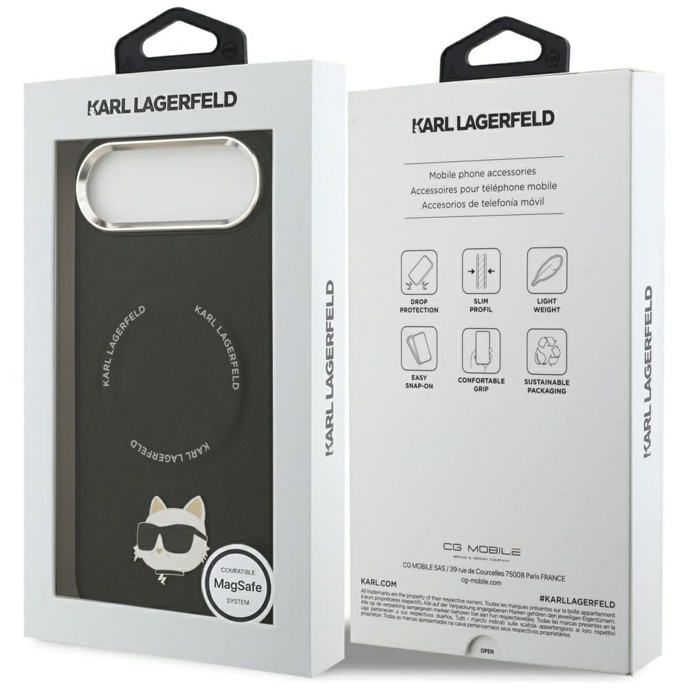 Karl Lagerfeld Choupette Pin MagSafe Case for iPhone Air Blackeng