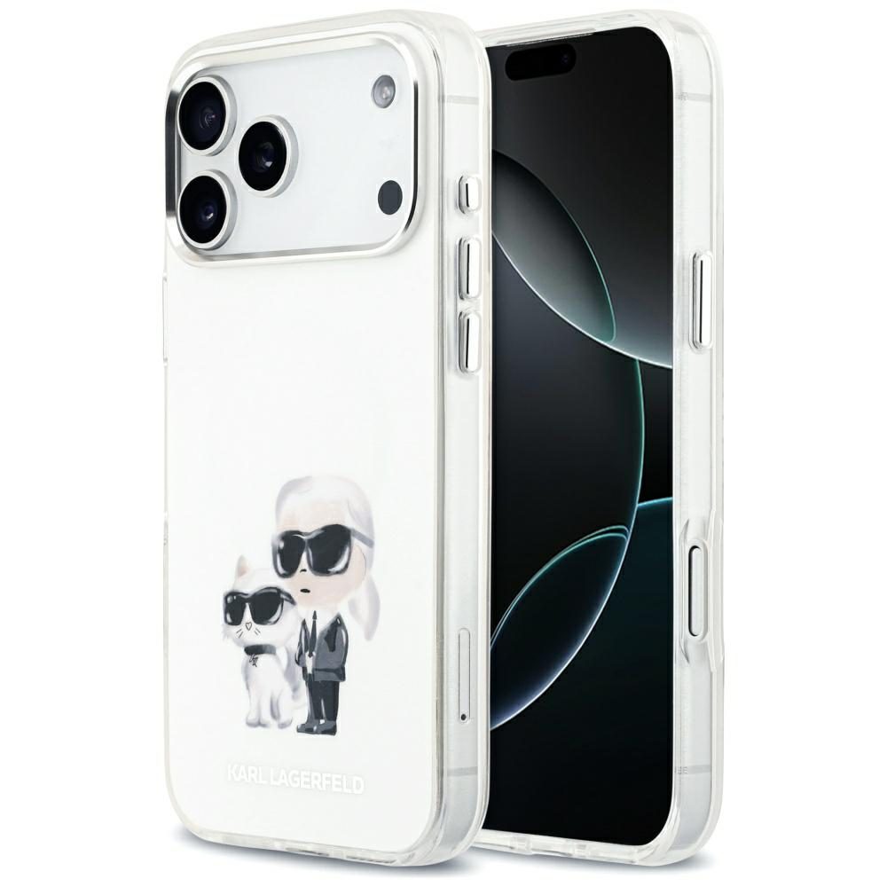201496_1 Karl Lagerfeld IML Aquarelle Karl & Choupette & Logo MagSafe Case for iPhone 17 Pro Max - Whiteeng