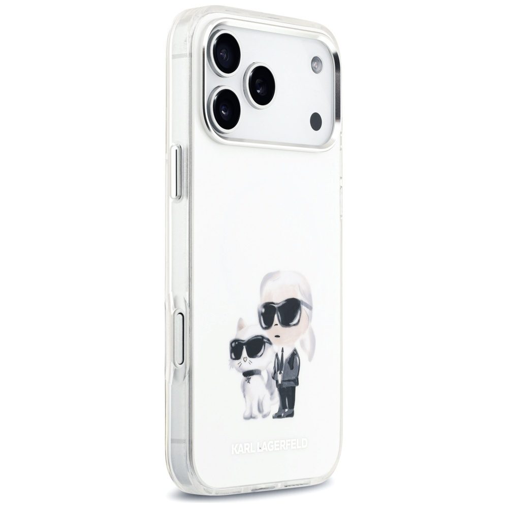 201496_4 Karl Lagerfeld IML Aquarelle Karl & Choupette & Logo MagSafe Case for iPhone 17 Pro Max - Whiteeng