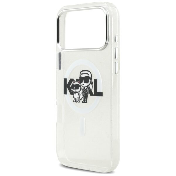 Karl Lagerfeld IML Glitter Karl & Choupette Sketch Logo MagSafe Case for iPhone 17 Pro Max - Cleareng
