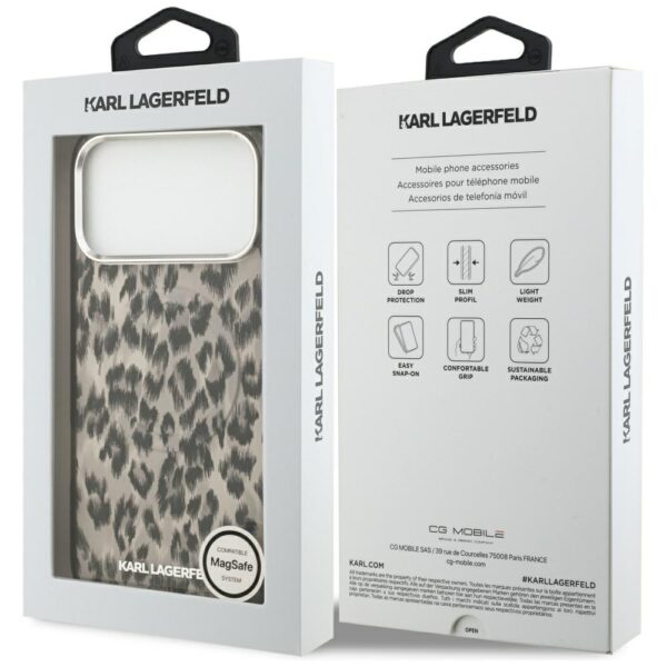 Karl Lagerfeld IML Leopard Pattern MagSafe Case for iPhone 17 Pro Max - Browneng
