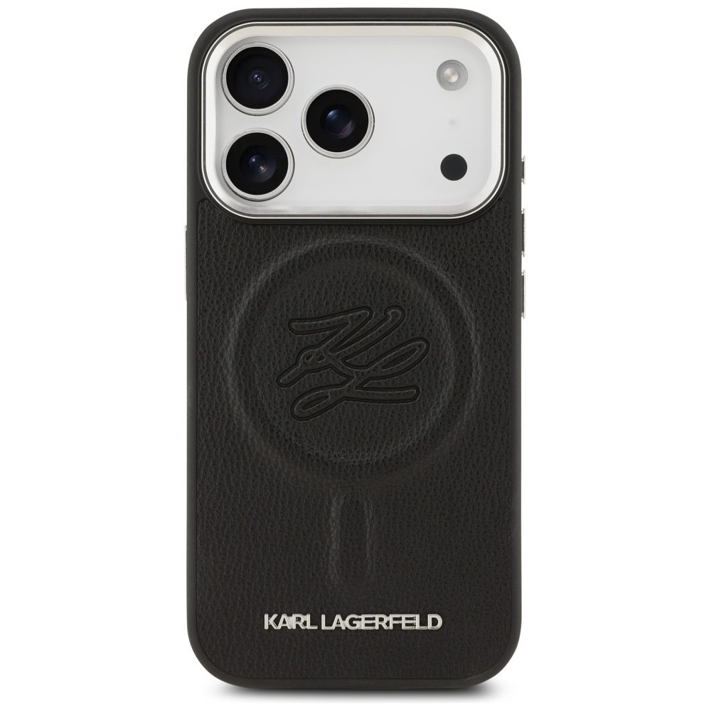 Karl Lagerfeld Initial & Metal Logo MagSafe Case for iPhone 17 Pro - Blackeng