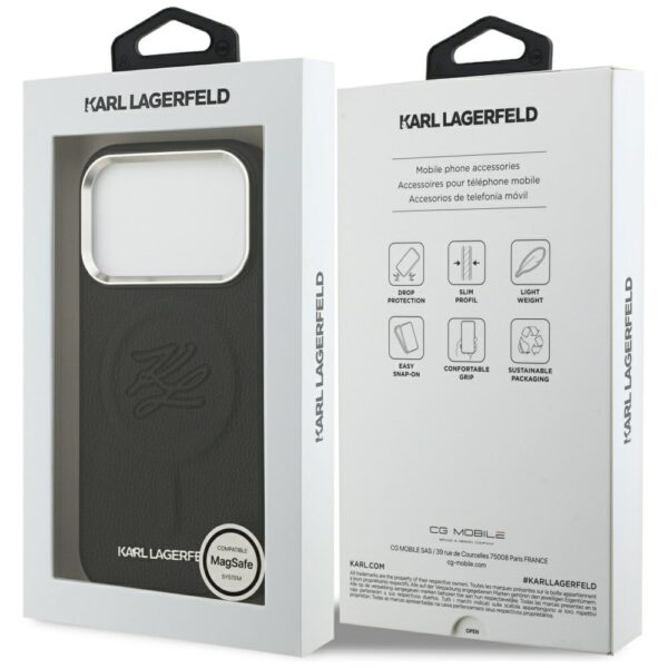 Karl Lagerfeld Initial & Metal Logo MagSafe Case for iPhone 17 Pro - Blackeng